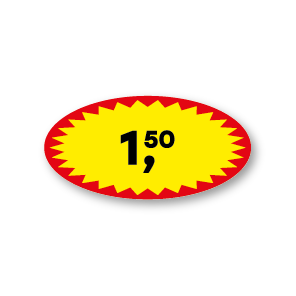 Actie prijsstickers rood-geel-zwart 40x20mm