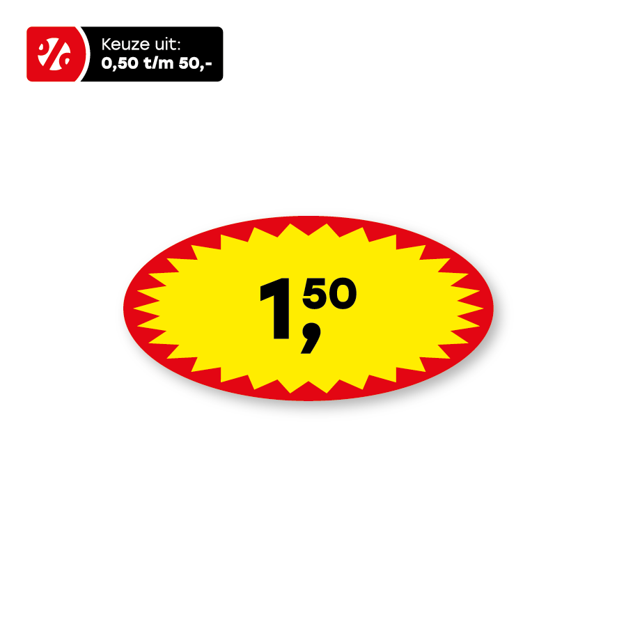 Actie prijsstickers rood-geel-zwart 40x20mm
