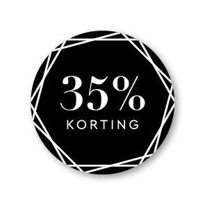 Kortingsstickers hexagon zwart-wit rond 30mm