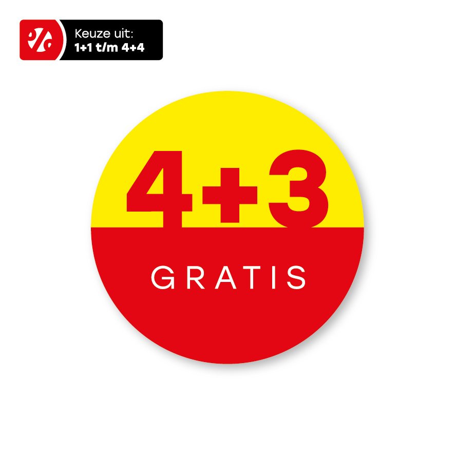 Plus stickers geel-rood-wit rond 30mm