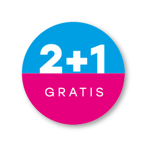 Plus stickers lichtblauw-magenta-wit rond 30mm