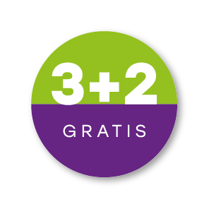 Plus stickers lichtgroen-donkerpaars-wit rond 30mm