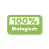 Stickers '100% Biologisch' lichtgroen-wit rechthoek 38x21mm