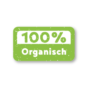 Stickers '100% Organisch' lichtgroen-wit rechthoek 38x21mm