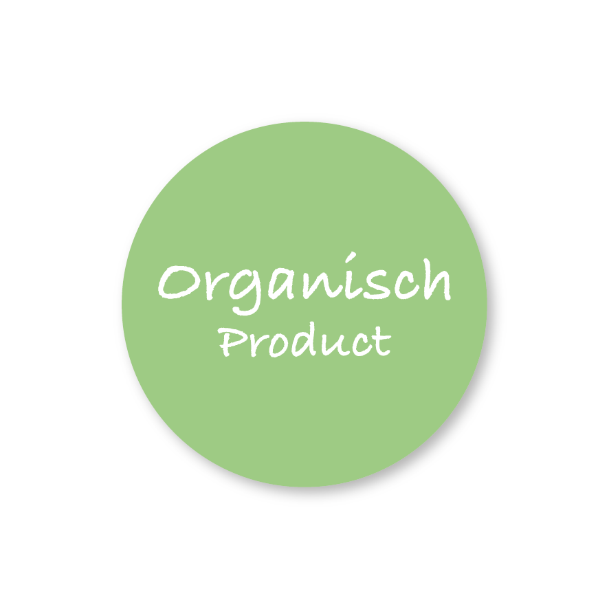 Stickers 'Organisch Product' lichtgroen-wit rond 30mm