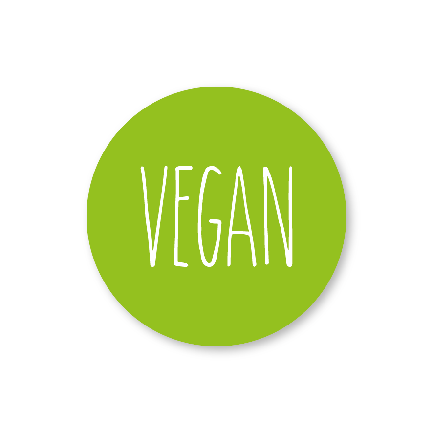 Stickers 'Vegan' lichtgroen-wit rond 30mm