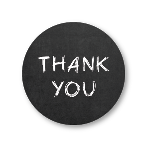 Thank you stickers krijtbord-wit rond 30mm