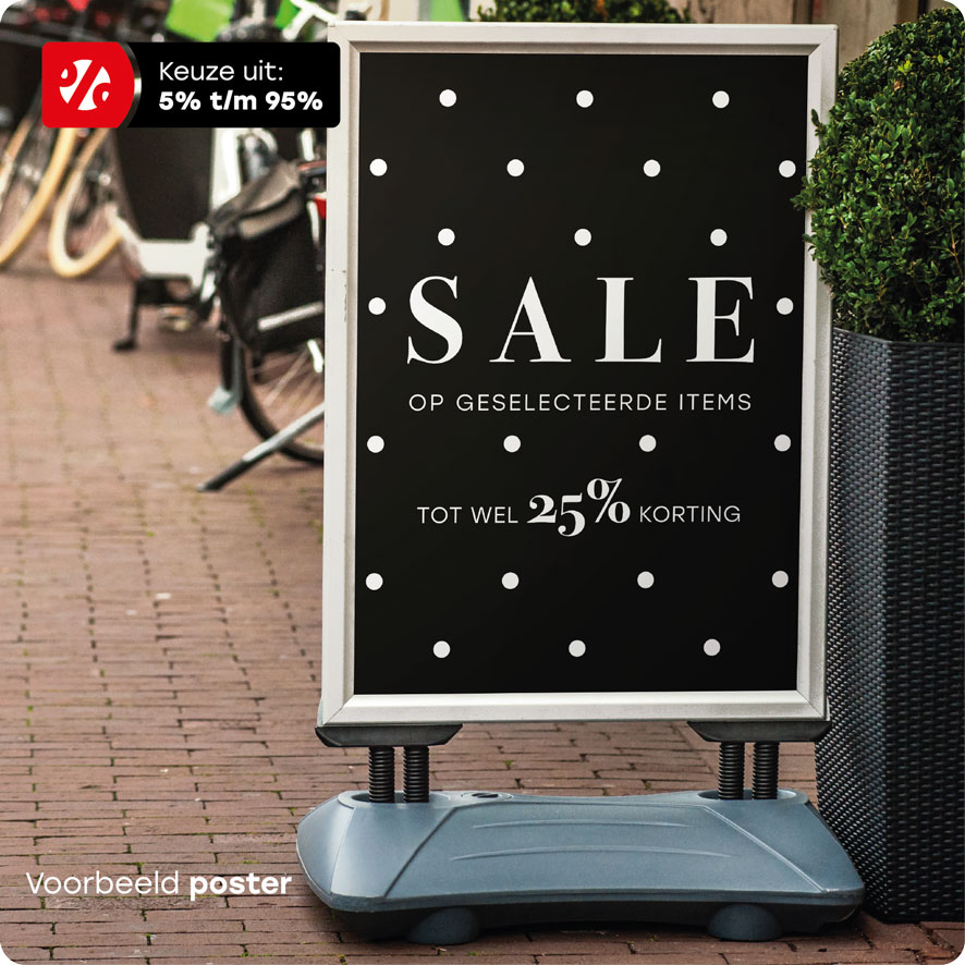 Voorbeeld 'Sale Korting' poster stoepbord
