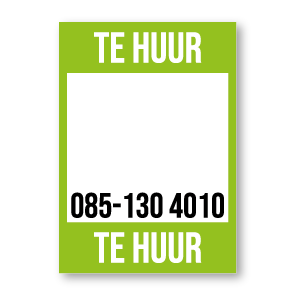 Te Huur poster lichtgroen gepersonaliseerd met eigen telefoonnummer