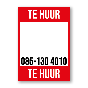 Te Huur poster rood gepersonaliseerd met eigen telefoonnummer