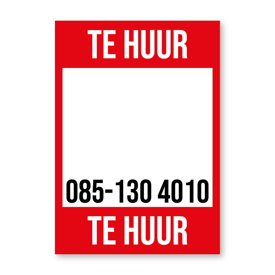 Leerling bagageruimte Corroderen Te Huur poster, rood, met eigen tel. nr. | Kortingsticker.nl '