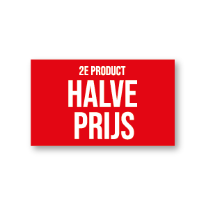 2e product halve prijs raamsticker rood-wit rechthoek