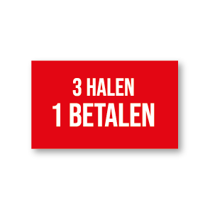 Halen/Betalen raamsticker rood-wit rechthoek