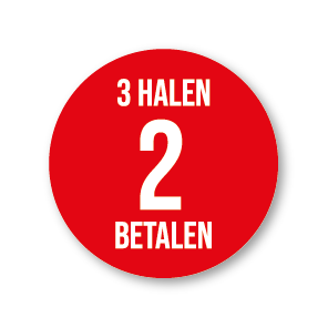 Halen/Betalen raamsticker rood-wit rond