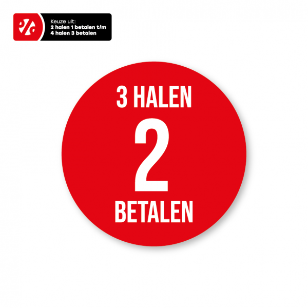 Halen Betalen raamsticker rood, rond Kortingsticker.nl