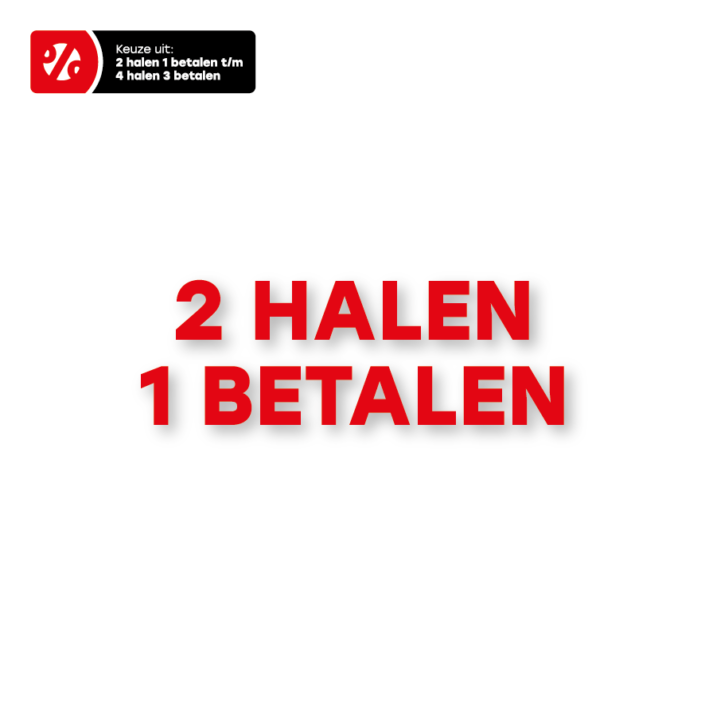 Halen Betalen raamtekst rood, contour Kortingsticker.nl