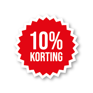 Korting raamsticker rood-wit kartelrand rond