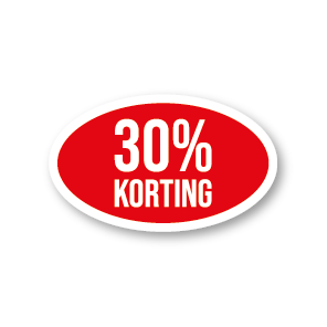 Korting raamsticker rood-wit ovaal