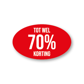 Korting raamsticker rood-wit ovaal