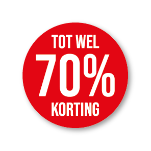 Korting raamsticker rood-wit rond