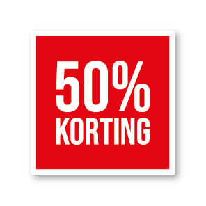 Korting raamsticker rood-wit vierkant