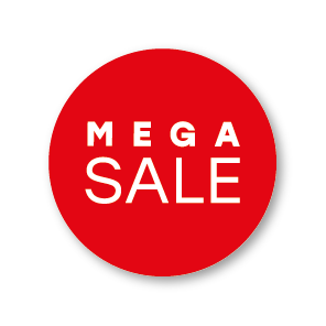 Mega Sale raamsticker rood-wit rond