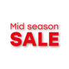 Mid Season Sale raamtekst rood