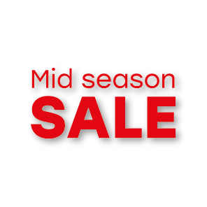 Mid Season Sale raamtekst rood