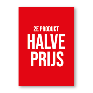 2e product halve prijs poster rood-wit