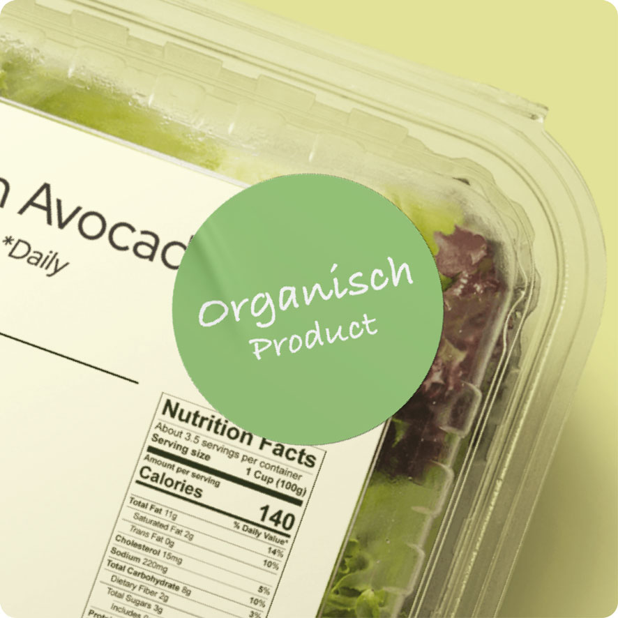 Sticker 'Organisch Product' lichtgroen rond 30mm salade verpakking