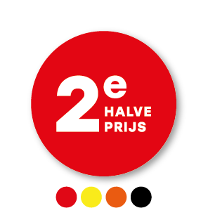 2e halve prijs stickers rond 30mm