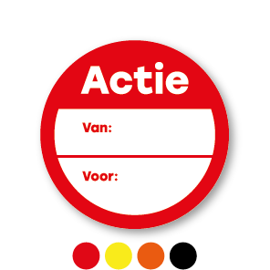 Beschrijfbare 'Actie' stickers rond 30mm