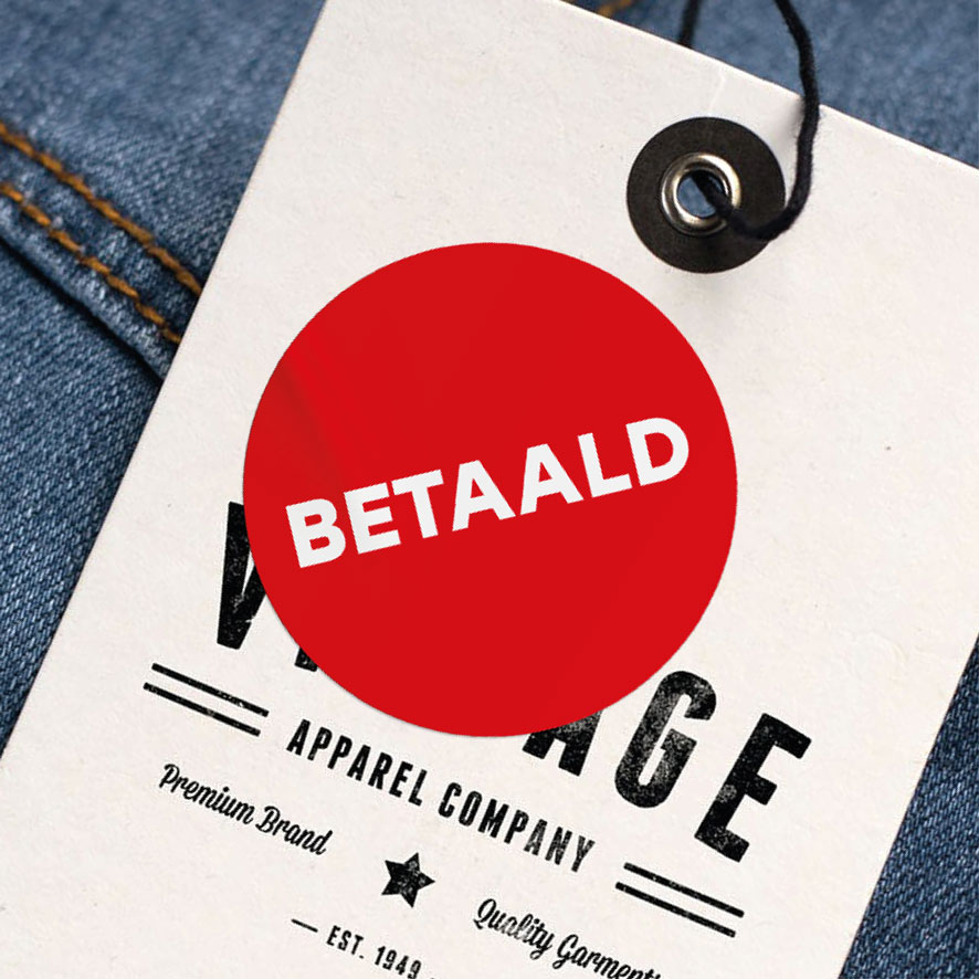 Betaald sticker rood rond 30mm kleding hangtag