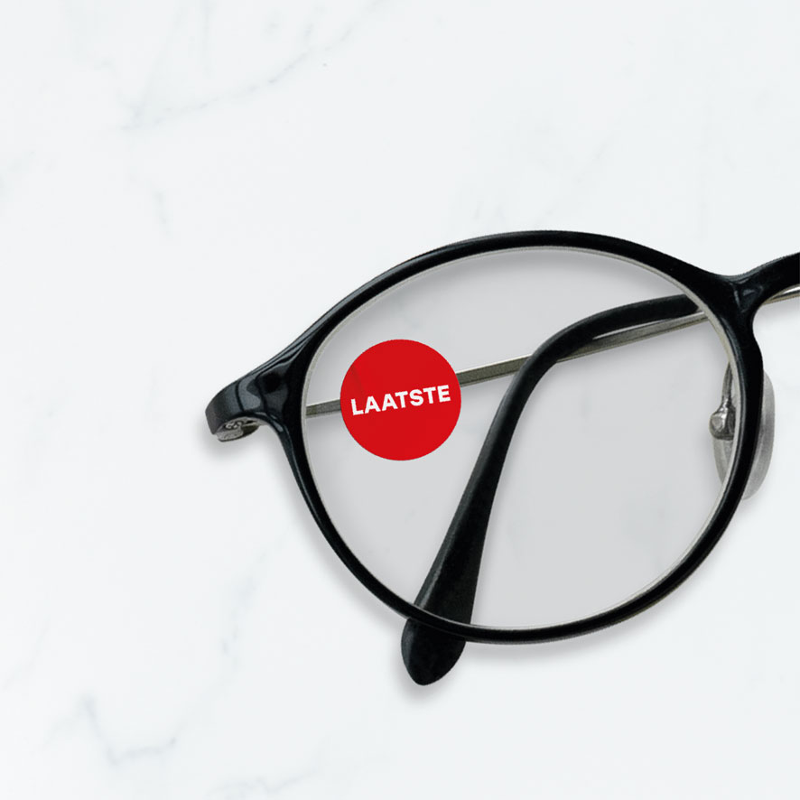Bril sticker 'Laatste' rond 15mm brillenglas