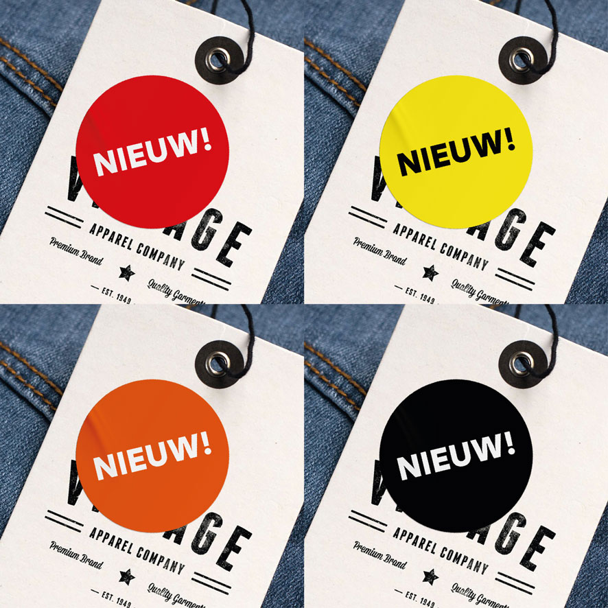 Nauwkeurigheid hek bunker Stickers 'Nieuw' 30mm | Kortingsticker.nl