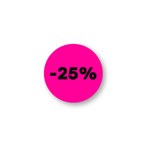 Kortingsstickers fluor roze-zwart rond 15mm