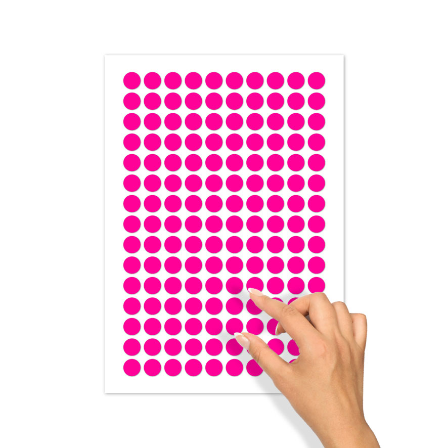 Stickervel A4 blanco stickers fluor roze rond 15mm