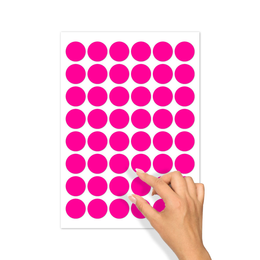 Stickervel A4 blanco stickers fluor roze rond 30mm