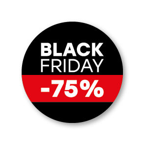 Black Friday kortingsstickers zwart rond 30mm