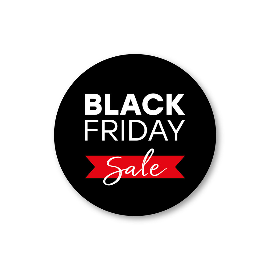 Black Friday Sale stickers zwart rond 30mm