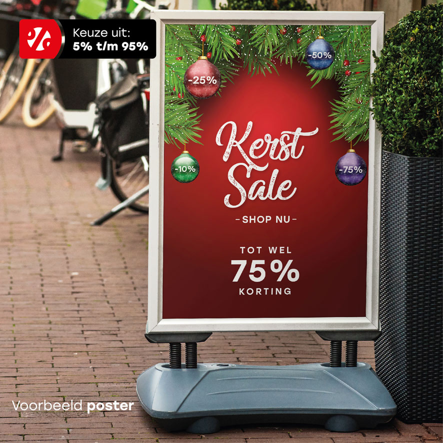 Kerst Sale korting poster stoepbord