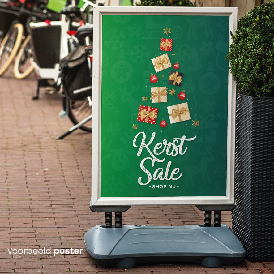 Kerst Sale poster groen stoepbord
