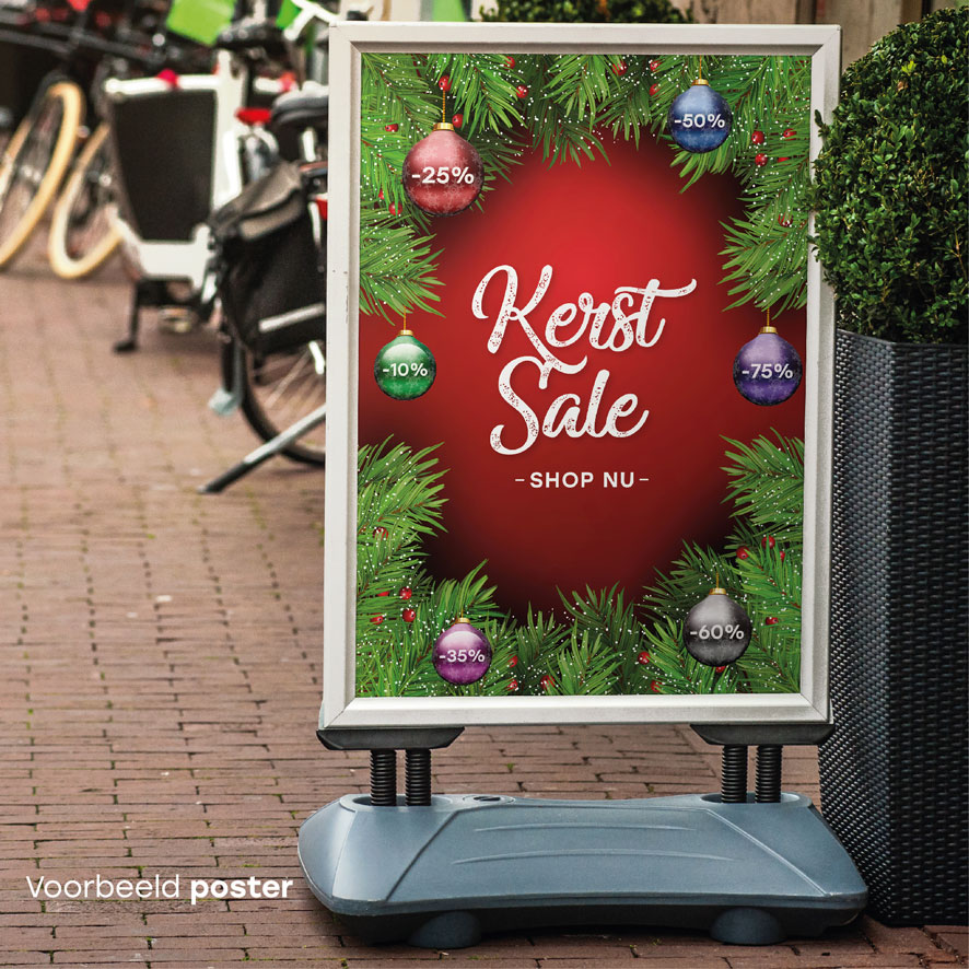 Kerst Sale poster stoepbord
