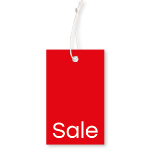 Sale kaartjes winkel kleding rood 90x55mm hangtag