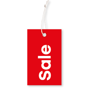 Sale kaartjes winkel kleding rood 90x55mm hangtag