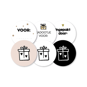 Beschrijfbare stickers 'Kadootje' Combi Set rond