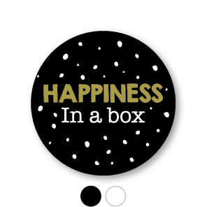 Stickers 'Happiness in a box' stipjes rond