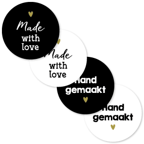 Stickers 'Made with love' Combi Set rond