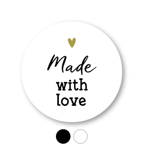 Stickers 'Made with love' hartje rond