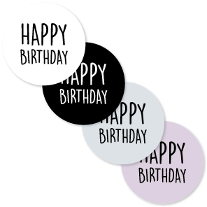 Stickers 'Happy birthday' Combi Set rond